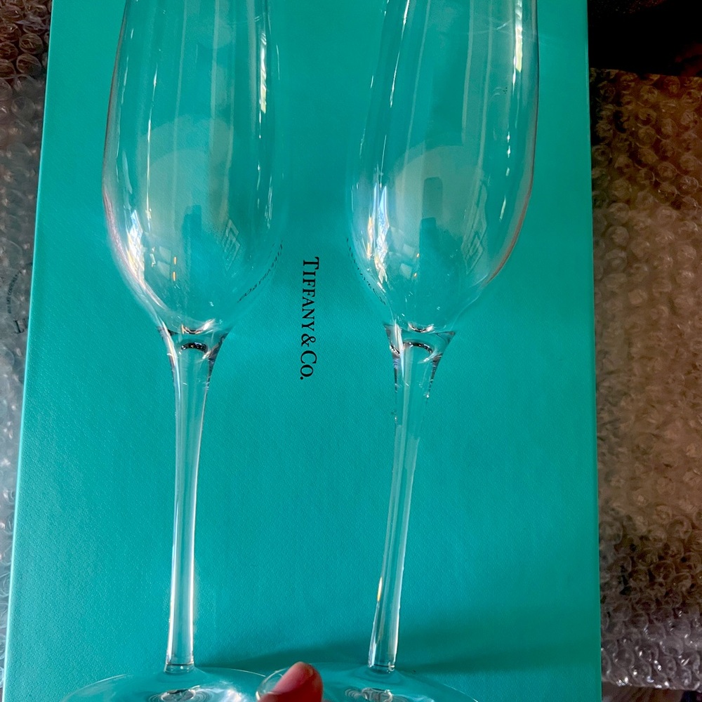 Tiffany champagne glasses never used